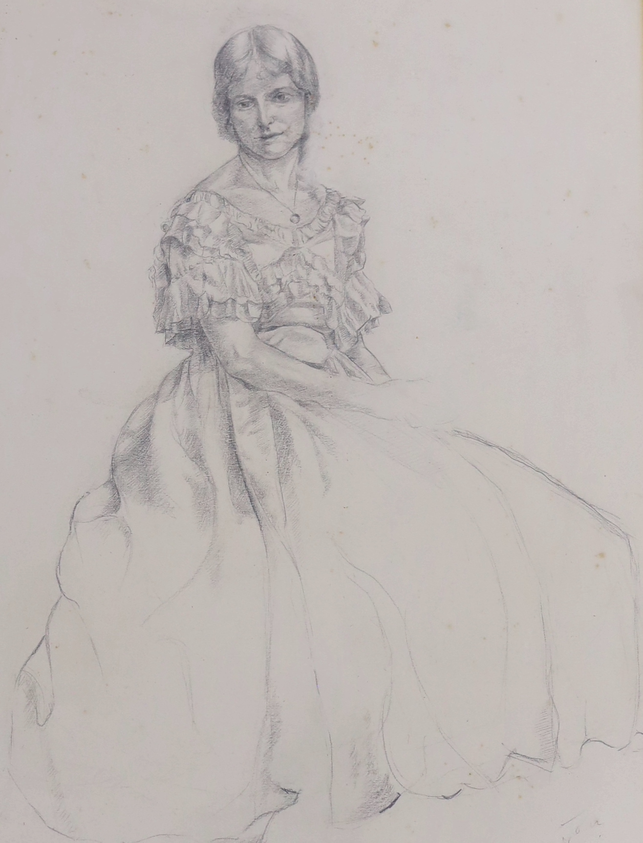 Attributed to Augustus John O.M R.A, (1878-1961), pencil drawing, Portrait of a seated lady, signed, 40 x 30.5cm